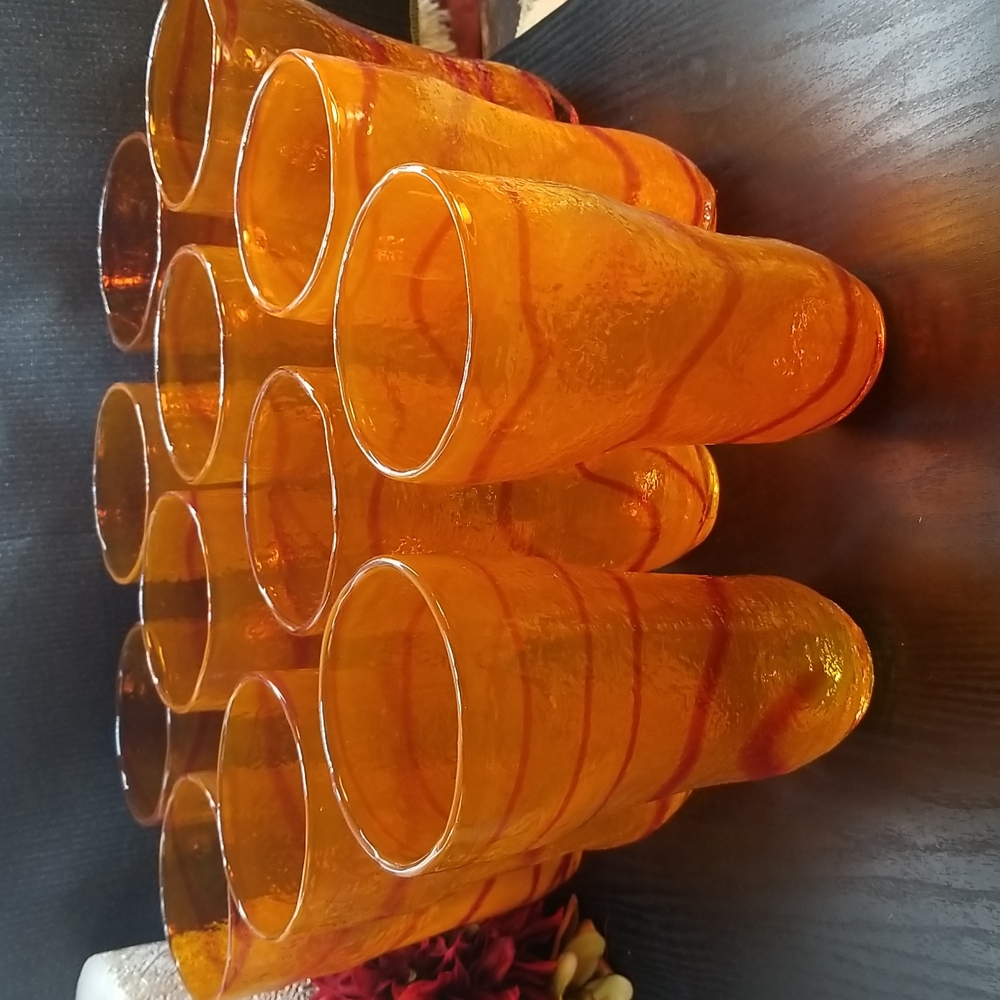Hand Blown Orange & Red Swirl Large Tumblers - Picture 11 of 11